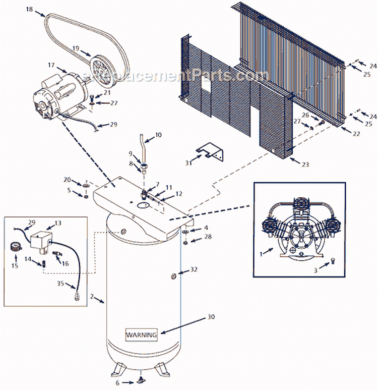 Page A Diagram and Parts List for DP461000AJ 2005 Campbell Hausfeld Compressor